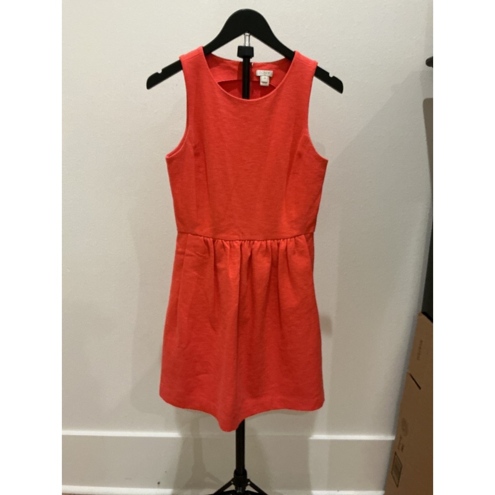 J.Crew Womens Coral Textured Cotton Fit and Flare Sleeveless Pocket Dress C0250
